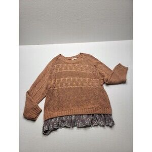 Easel Women’s Brown Sweater Size M Long Sleeve Knit Pullover Casual